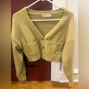 Beige Botany Green Women's cropped Sweater